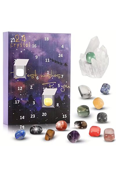NO BRAND Calendar de Advent cu 24 de minerale, pietre prețioase, cristale și ...