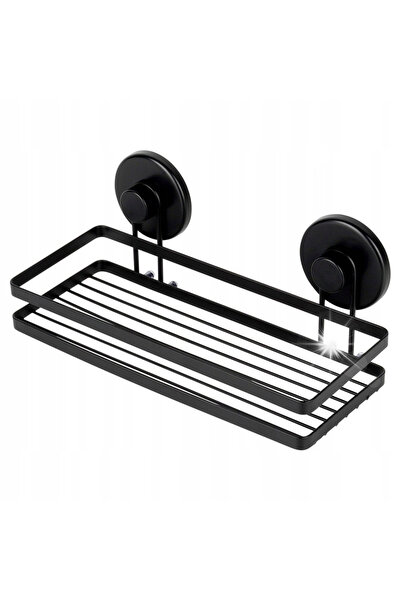 Vilde Raft de duș din metal negru cu ventuze – coș de baie