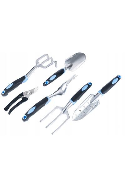 Gotel Set de 6 unelte de grădinărit: Lopată, Cuțit de grădină, Greblă, Foarfe...