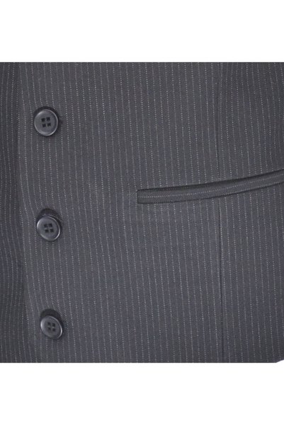 MENTOR REGALO Men's V-Neck Vest Black with Fine Stripes 56107