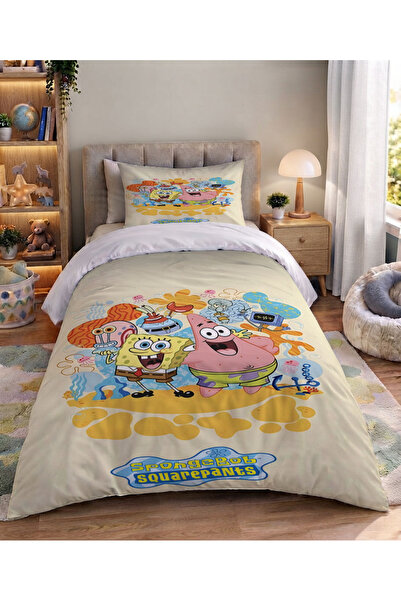Şen Dekorasyon Cartoon Character Spongebob Sponge Boy Bedding Set