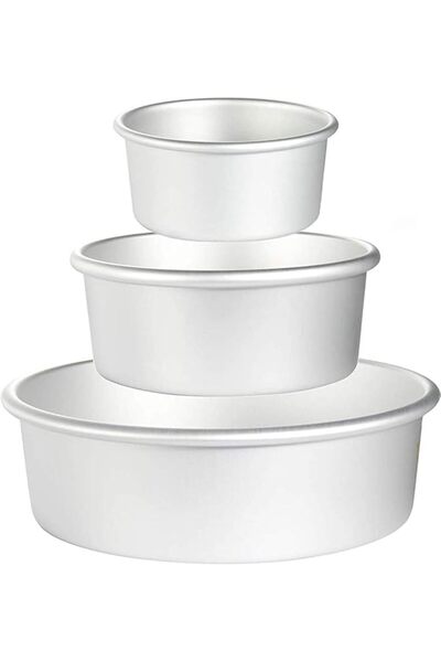ELECDON Aluminum Round Cake Pans, 3 Pcs (4, 6, 8 inch) Professional Nonstick ...