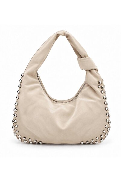 Neli Elegant Women's Suede Bag with Metal Bead Detail
