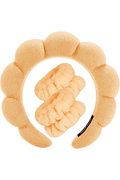 Tetizo Spa Headbands for Washing Face Makeup Wristband Set, Sponge Bubble Ski...