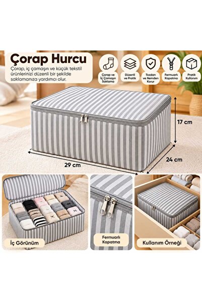 Genel Markalar Çorap Hurcu Fermuarlı 29x24x17