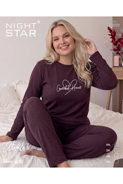 Night Star Tokyo Waffle Cotton Knitted Interlock Printed Plus Size Pajama Set