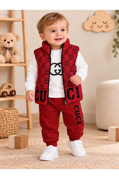 krm kerem bebe Baby Boy Inflatable Vest Top and Bottom 3-Piece Seasonal Cotto...