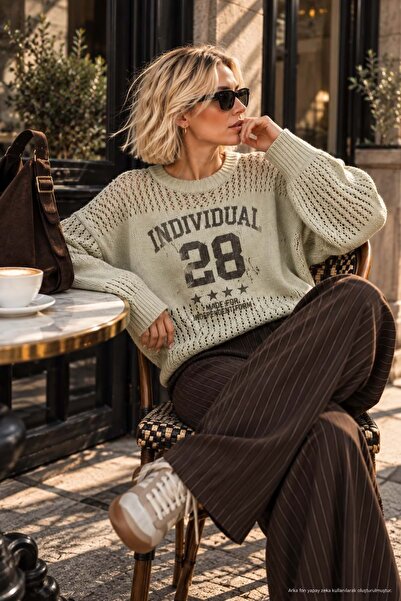 ibeeka Invidual 28 Printed Openwork Knitwear Sweater Standard Size