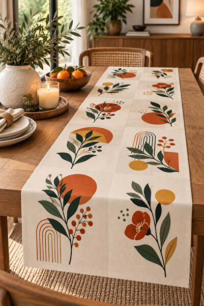 Nari Collections سجادة ممر بتصميم نباتي عصري - 40x140 سم مطبوعة رقميًا، قماش ...