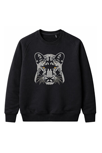 KEYFHOME Hanorac negru brodat, fără șarzi, cu guler rotund, unisex, cu mâneci...