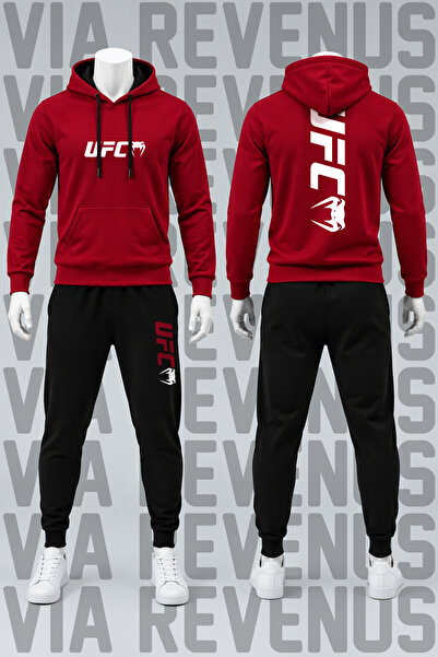 Vordevia Printed Hooded Sweatshirt and Sweatpants Unisex Sportswear Set