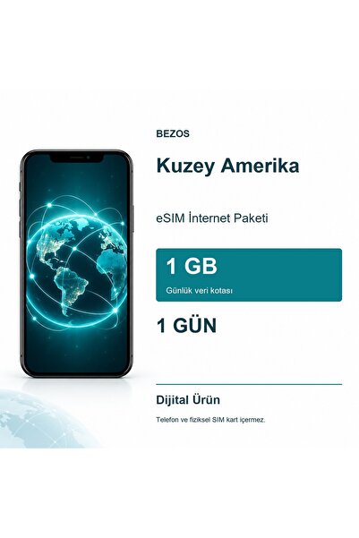 Kuzey Amerika eSIM İnternet Paketi Günlük 1 GB 1 Gün