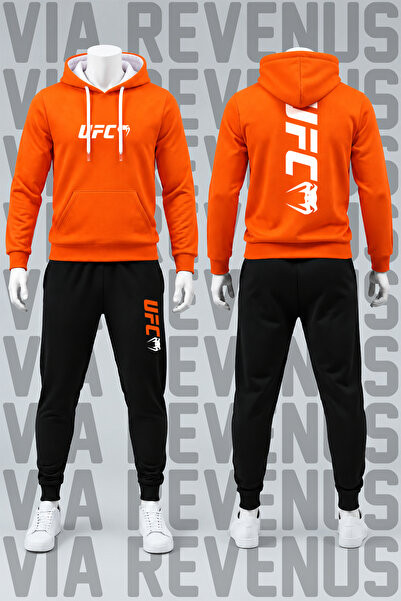 Vordevia Printed Hooded Sweatshirt and Sweatpants Unisex Sportswear Set