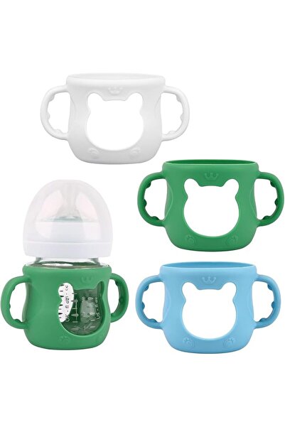 X SPRING Silicone Sleeves for Baby Bottles, 3 Pack White Blue & Green Anti-Sl...