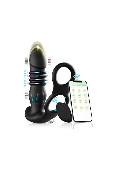 Testis Halkalı İleri Geri Hareketli Telefon ve Uzaktan Kumandalı Anal Vibratör