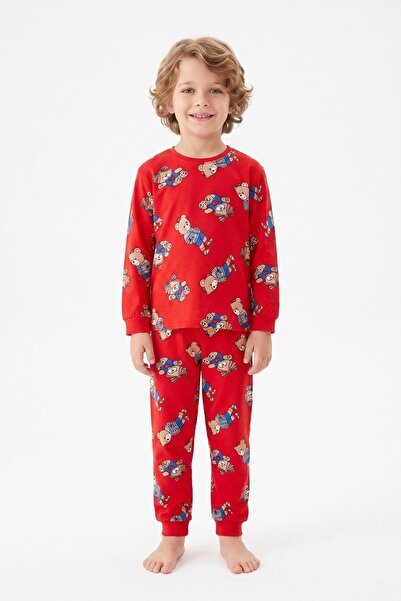 La ciel Paris Boy's Cute Teddy Bear Patterned 100% Cotton Reactive Dyeing Sin...