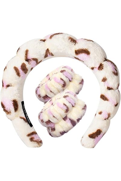 Tetizo Spa Headbands for Washing Face Makeup Wristband Set, Sponge Bubble Ski...