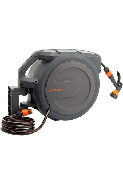 Giraffe Tools Retractable Garden Hose Reel, 1/2" x 100 ft Heavy Duty Water Ho...