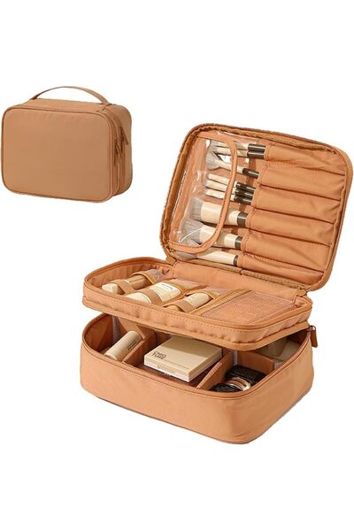 Generic Luxury Travel Makeup Bag, Oxford Fabric Cosmetic Organizer with Brush...