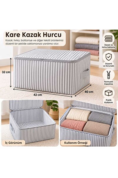 Kare Kazak Hurcu Fermuarlı 42x40x32