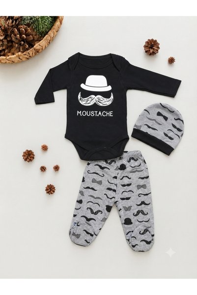 Panfilia 100% Cotton Long Sleeve Seasonal Combed Cotton Baby Set of 3 / 3-6 Months Bodysuit Set