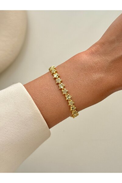 YOUES JEWELRY CM Lüx 14K Altın Renk Premium Kuyumcu Model Bileklik Altın Kapl...