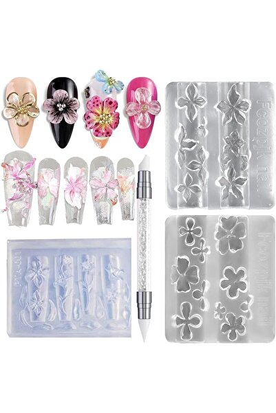 Yelajoy 3-Pack Lily Nail Molds + 2 Pens, Beginner-Friendly DIY Molds & Multi-...