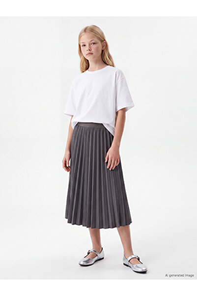 LC Waikiki Two Mt Shop Quality Lcw Kids Gray Elastic Waist Pleated Skirt for ...