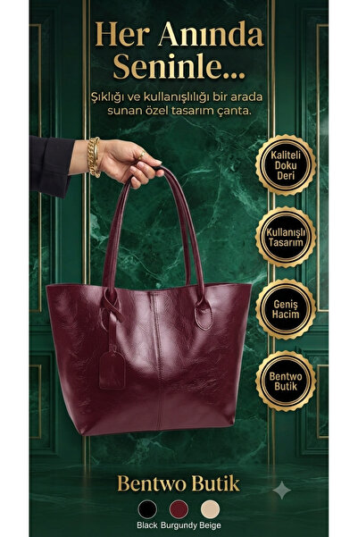Butik Kadın Askılı Büyük Boy Fermuarlı Omuz ve Kol Çantası