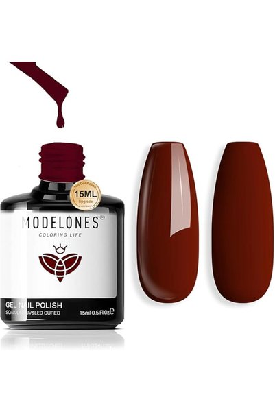 modelones Store طلاء أظافر جل بلون بورجوندي أحمر من موديلونز، 15 مل، طلاء أظا...