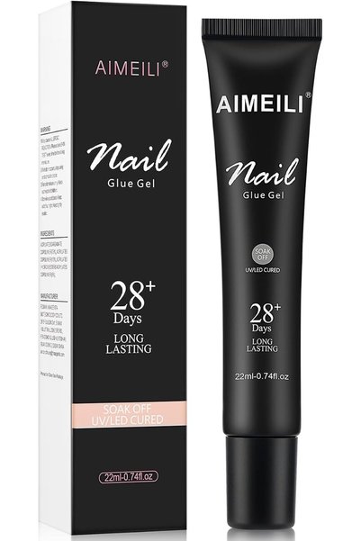 AIMEILI جل لاصق للأظافر 22 مل، لاصق قوي للغاية لتثبيت الأظافر الاصطناعية وأظا...