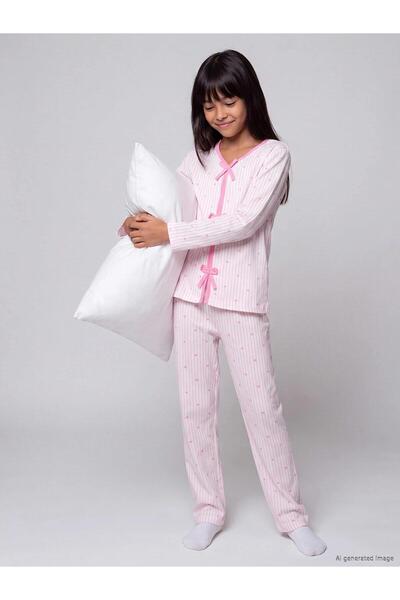 LC Waikiki Bow Detailed Girls' Pajama Set (W6)