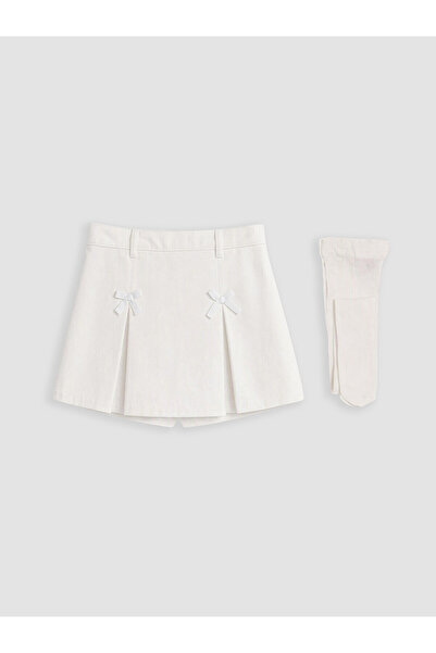 LC Waikiki Two Mt Shop Quality Lcw Kids White Gabardine Plain Girls' Shorts S...