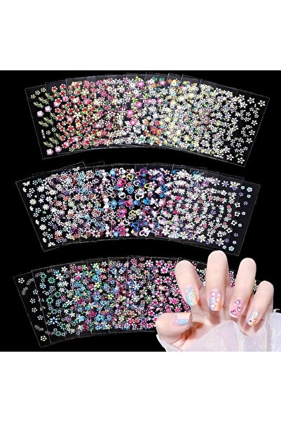 GENERAL 3D Nail Stickers 30 Sheets Nail Stickers Self-Adhesive Flowers Flower...