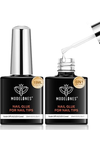 modelones Store لاصق أظافر موديلونز للأظافر الاصطناعية، 2 × 15 مل، لاصق أظافر...