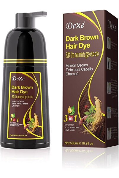 Dexe Dexe Dark Brown Hair Color Shampoo-3 in 1 Cover Grey Hair Care & Conditi...