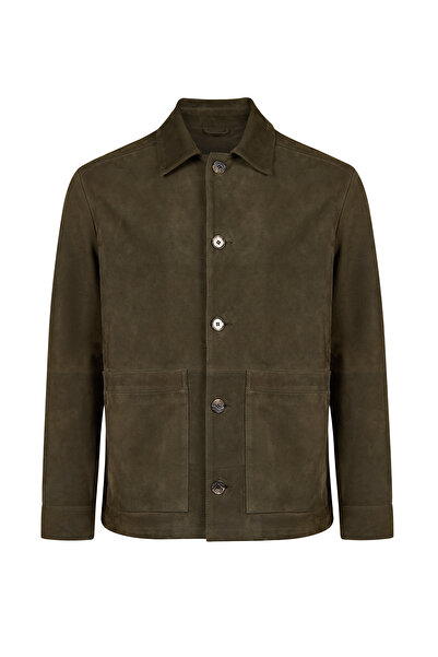 Derimod Ruiz Men's Green Suede Leather Jacket 26Wgd662510