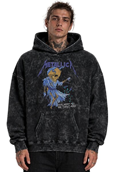 SEVBANO Hanorac cu glugă lavabil, unisex, supradimensionat, cu imprimeu Metal...