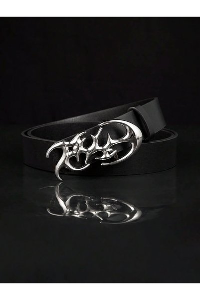 Aksabeltchokers 3.5 cm gümüş renk tokalı kemer