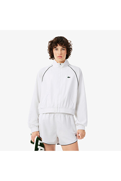 Lacoste SPORT Kadın Relaxed Fit Dik Yaka Beyaz Ceket