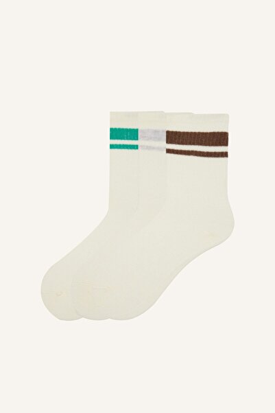 DeFacto 3-Piece Striped Cotton Long Socks for Boys I6828A8Ns