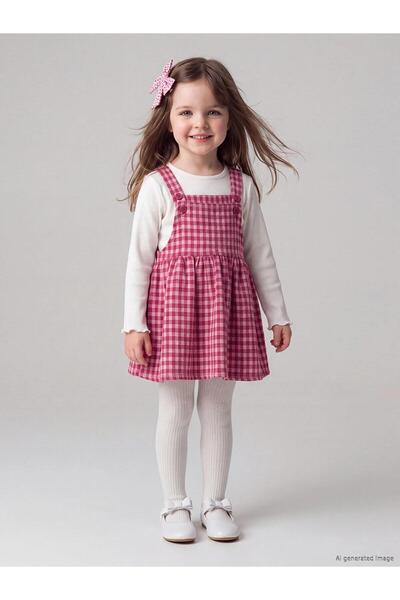LC Waikiki Baby Girl Gabardine Salopet Dress and T-Shirt (W6)