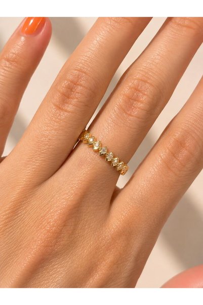 nunu takı Stone-Encrusted Baklava Gold Ring