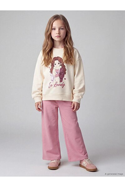 LC Waikiki Printed Girls' Thick Sweatshirt (W6)