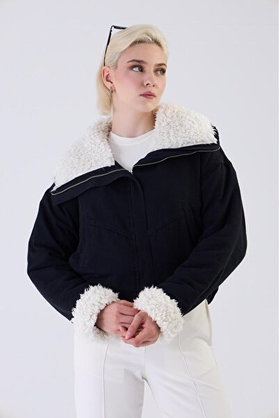 Captival Gabardine Design Plush Coat