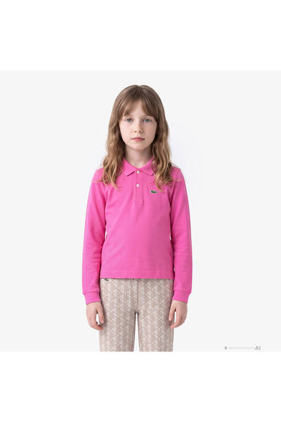 Lacoste Kız Çocuk Uzun Kollu Pembe Polo