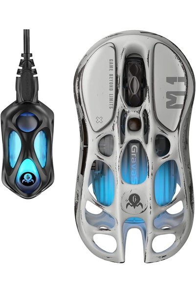 Gravastar Mercury X Wireless Gaming Mouse Interstellar silver – 32,000 DPI PA...