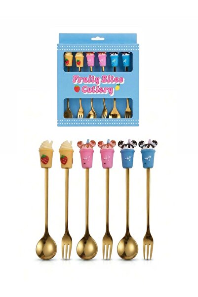 Generic Aura Style Ice Cream Dessert Spoon and Fork Set for Kids & Parties, C...