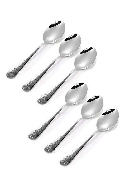 Generic Stainless Steel 6-Piece Classic Table Spoon Set with Elegant Floral H...