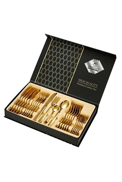 Generic 24 Piece Gold Silverware Set with Premium Packing Service for 6 Stain...